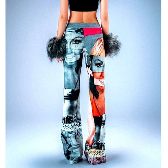 The Kript KRIPT Mugshot Flare Pants Silky New Patchwork Graphic Rare Baddie - Picture 4 of 15